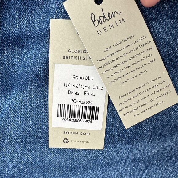 Boden Womens Button Fly Denim Shorts Raw Hem Size 12 Medium Wash Blue NWT - Picture 5 of 12
